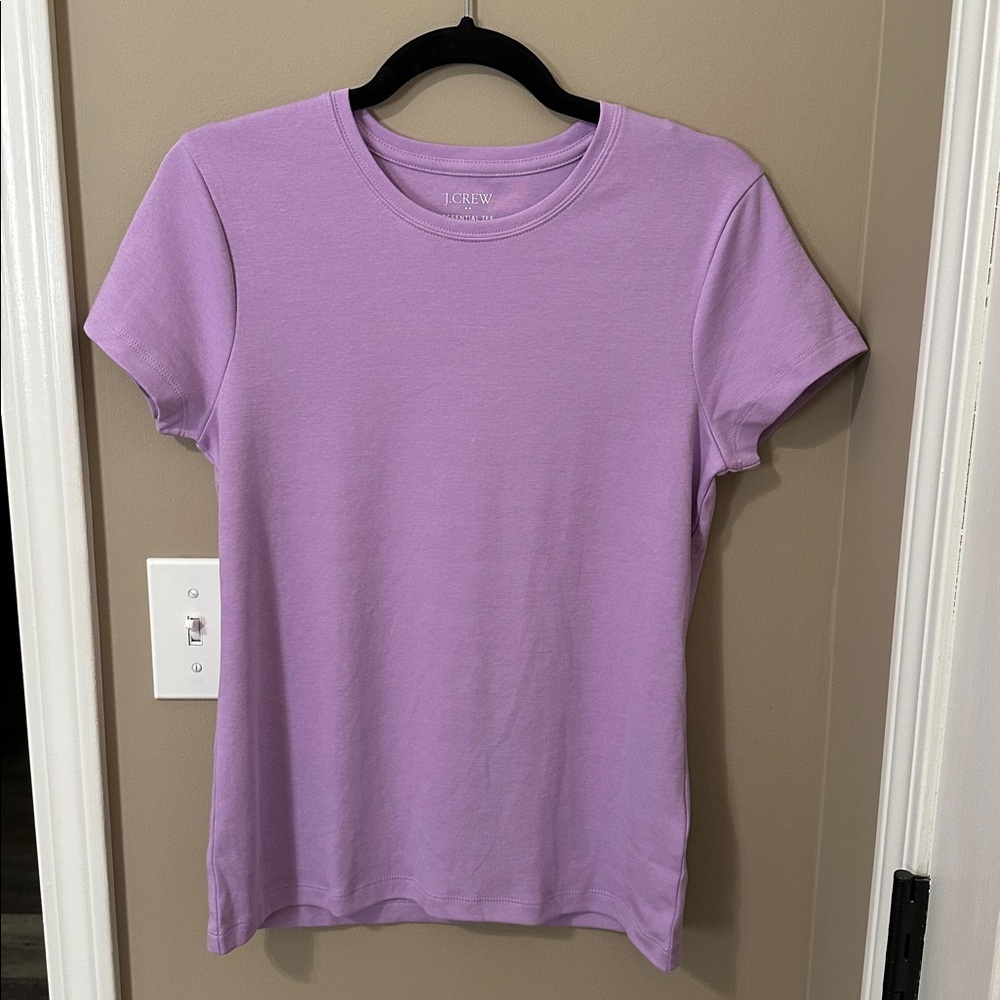 J.Crew Factory Essential Short-Sleeve Crewneck Tee in Bright Lilac - Picture 3 of 6
